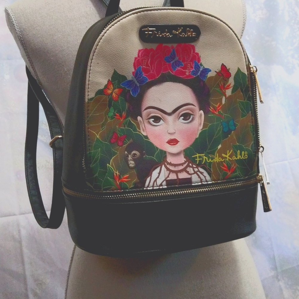 Frida Kahlo drawing backpack Faux leather